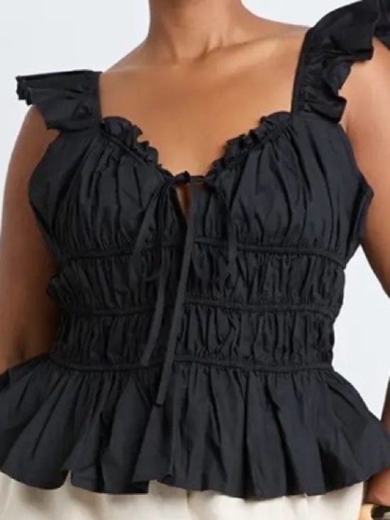 SHEIN Tops - Soles Cap Sleeve Shirred Tie Top